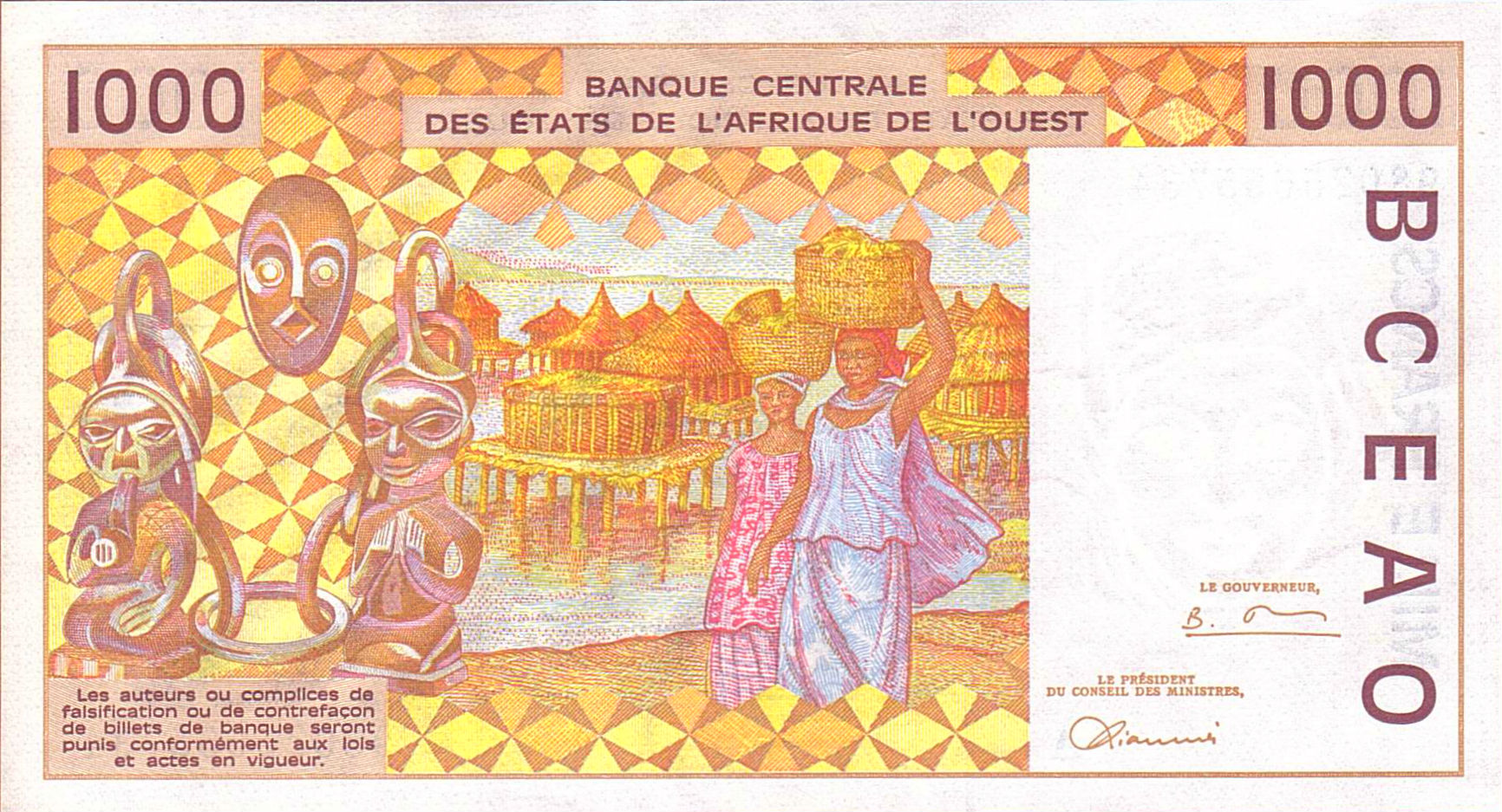 Ivory Coast (W.A.S) 1000 1998 UNC P-111A/h